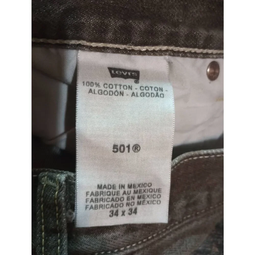 Levi's Jeans Men's 34 34 Charcoal Straight‎ Leg Button Fly
